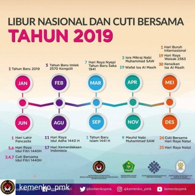 Libur Nasional dan Cuti Bersama Tahun 2019 - 20181113